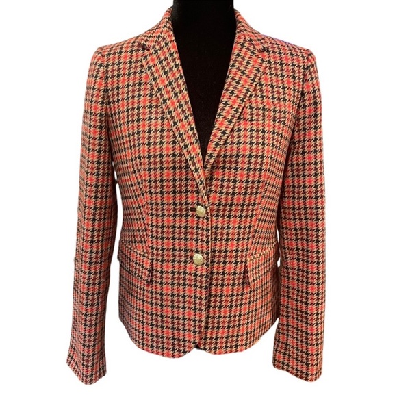 J. Crew Jackets & Blazers - J. Crew Blazer Regent Plaid Houndstooth Schoolboy Women’s size 6 Wool Blend
